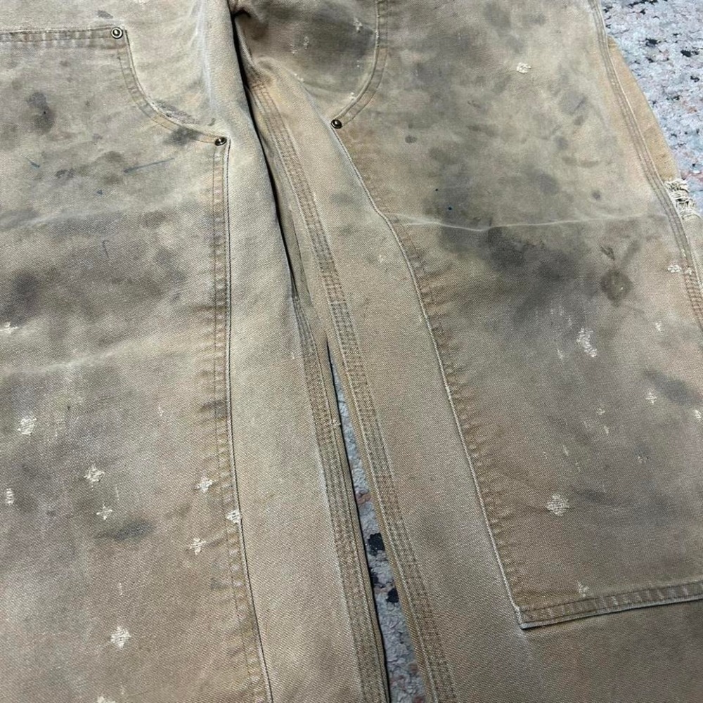 Carhartt Pants Mens 38x30 Tan Double Knee Workwear B136 BRN Carpenter Distressed - Picture 2 of 8